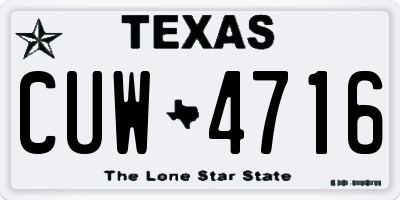 TX license plate CUW4716