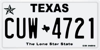 TX license plate CUW4721