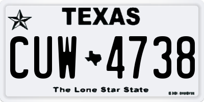 TX license plate CUW4738