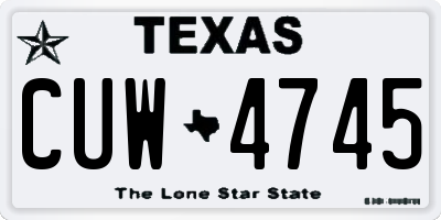 TX license plate CUW4745