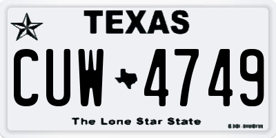 TX license plate CUW4749