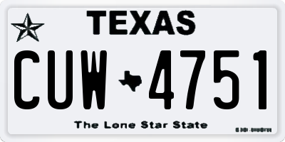 TX license plate CUW4751