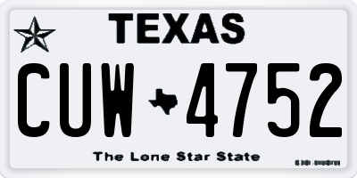 TX license plate CUW4752