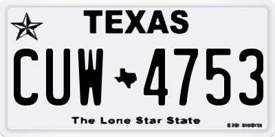 TX license plate CUW4753