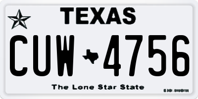 TX license plate CUW4756