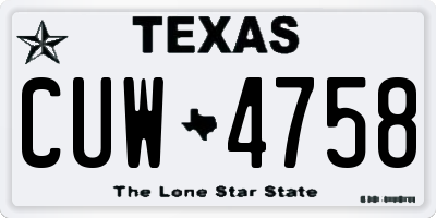 TX license plate CUW4758