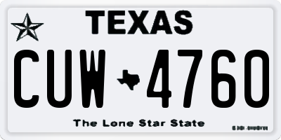 TX license plate CUW4760