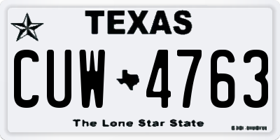 TX license plate CUW4763