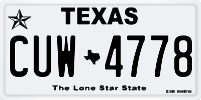 TX license plate CUW4778