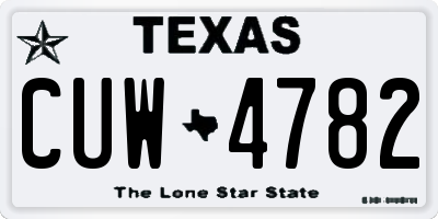 TX license plate CUW4782