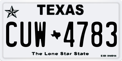 TX license plate CUW4783