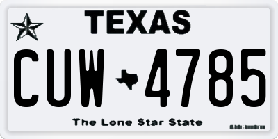 TX license plate CUW4785