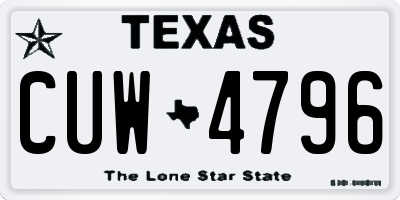 TX license plate CUW4796