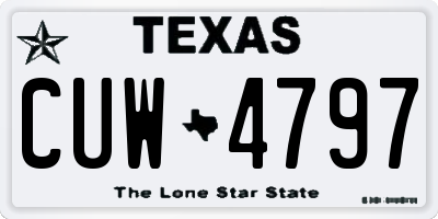 TX license plate CUW4797