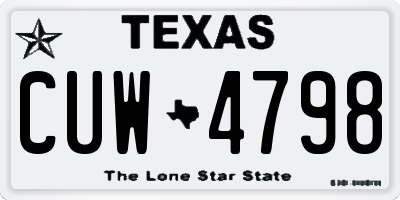 TX license plate CUW4798