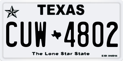 TX license plate CUW4802