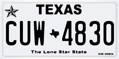 TX license plate CUW4830