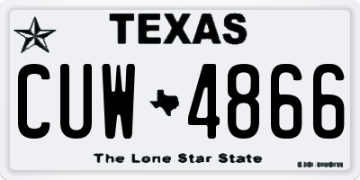 TX license plate CUW4866