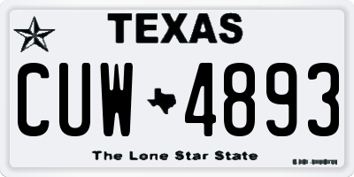 TX license plate CUW4893