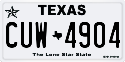 TX license plate CUW4904