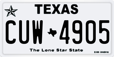 TX license plate CUW4905