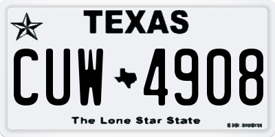 TX license plate CUW4908