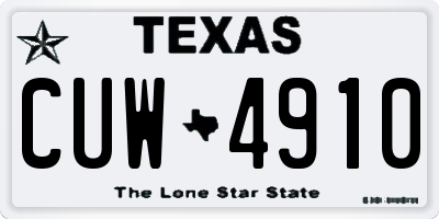 TX license plate CUW4910