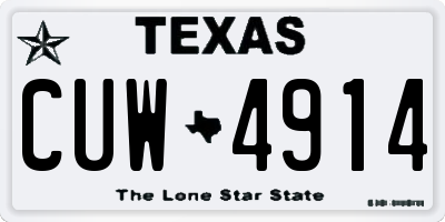 TX license plate CUW4914