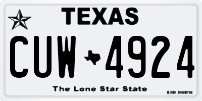 TX license plate CUW4924