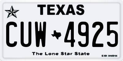 TX license plate CUW4925