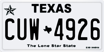 TX license plate CUW4926