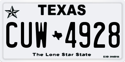 TX license plate CUW4928