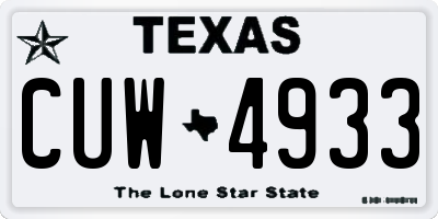 TX license plate CUW4933