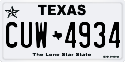TX license plate CUW4934