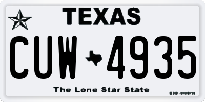 TX license plate CUW4935