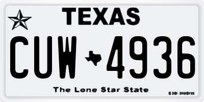 TX license plate CUW4936