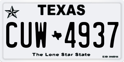 TX license plate CUW4937