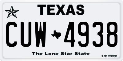 TX license plate CUW4938