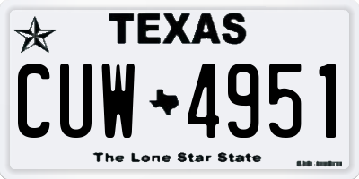 TX license plate CUW4951