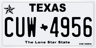 TX license plate CUW4956