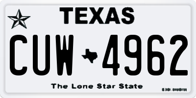 TX license plate CUW4962