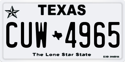 TX license plate CUW4965