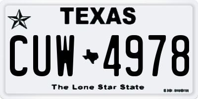 TX license plate CUW4978