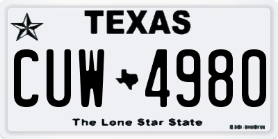 TX license plate CUW4980