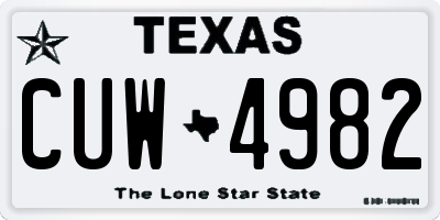 TX license plate CUW4982