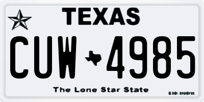 TX license plate CUW4985