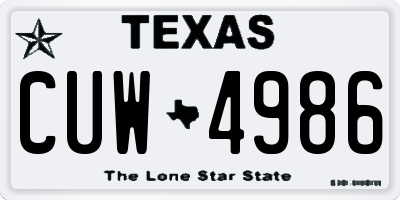 TX license plate CUW4986