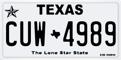 TX license plate CUW4989