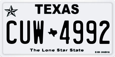TX license plate CUW4992