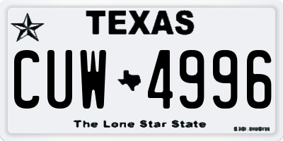 TX license plate CUW4996